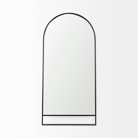 Sadie Black Metal Rounded Arch Floor Mirror by Mercana at Eve Furniture