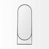 Sadie Black Metal Rounded Arch Floor Mirror by Mercana at Eve Furniture