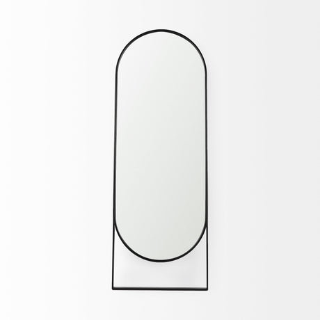 Sadie Black Metal Rounded Arch Floor Mirror by Mercana at Eve Furniture