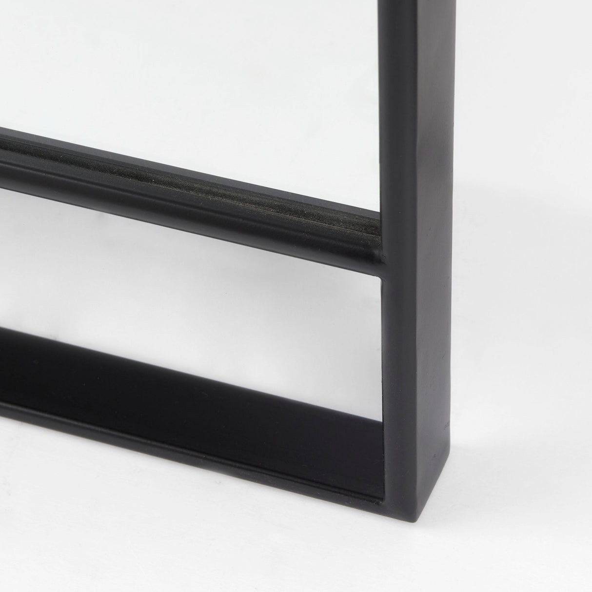 Sadie Black Metal Rounded Arch Floor Mirror by Mercana at Eve Furniture