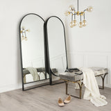Sadie Black Metal Rounded Arch Floor Mirror by Mercana at Eve Furniture
