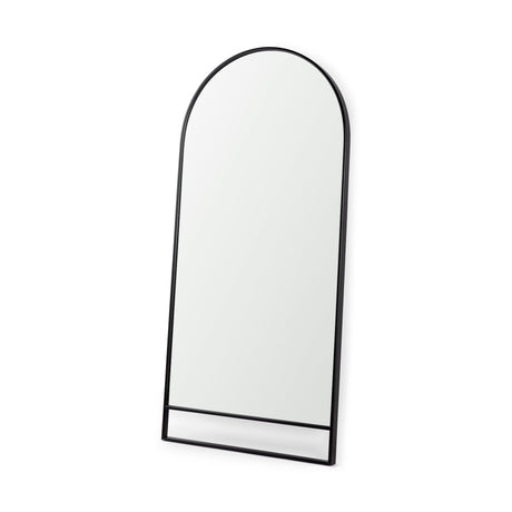 Sadie Black Metal Rounded Arch Floor Mirror by Mercana at Eve Furniture