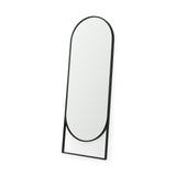 Sadie Black Metal Rounded Arch Floor Mirror by Mercana at Eve Furniture
