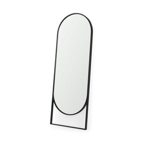 Sadie Black Metal Rounded Arch Floor Mirror by Mercana at Eve Furniture