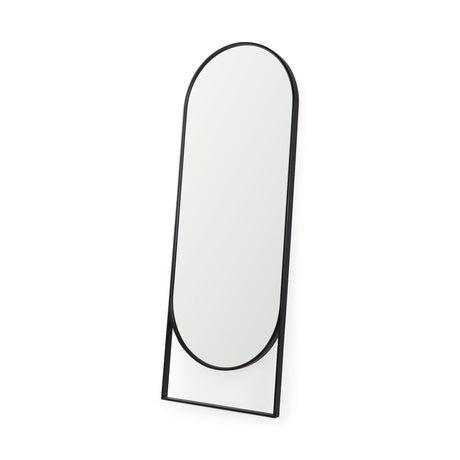 Sadie Black Metal Rounded Arch Floor Mirror by Mercana at Eve Furniture