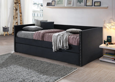 Sadie Black Velvet Twin Daybed by Crown Mark at Eve Furniture