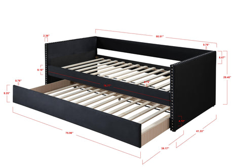 Sadie Black Velvet Twin Daybed by Crown Mark at Eve Furniture