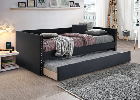 Sadie Black Velvet Twin Daybed by Crown Mark at Eve Furniture