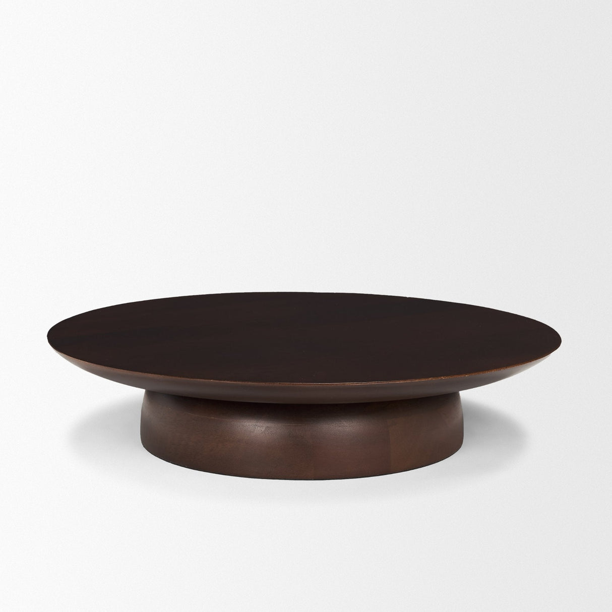 Sadira Large Mid-Dark Brown Solid Wood Round Riser by Mercana at Eve Furniture