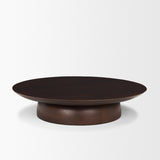 Sadira Large Mid-Dark Brown Solid Wood Round Riser by Mercana at Eve Furniture