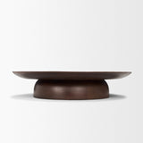 Sadira Large Mid-Dark Brown Solid Wood Round Riser by Mercana at Eve Furniture