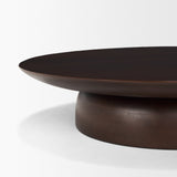 Sadira Large Mid-Dark Brown Solid Wood Round Riser by Mercana at Eve Furniture