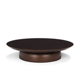 Sadira Large Mid-Dark Brown Solid Wood Round Riser by Mercana at Eve Furniture