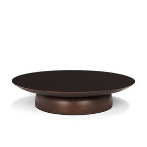 Sadira Large Mid-Dark Brown Solid Wood Round Riser by Mercana at Eve Furniture
