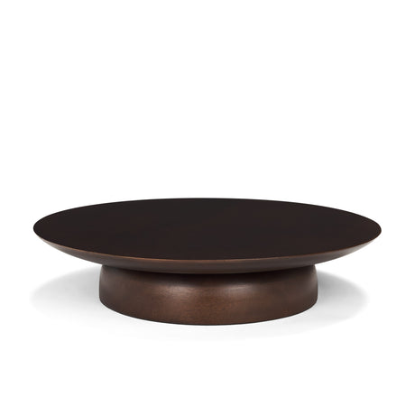 Sadira Large Mid-Dark Brown Solid Wood Round Riser by Mercana at Eve Furniture