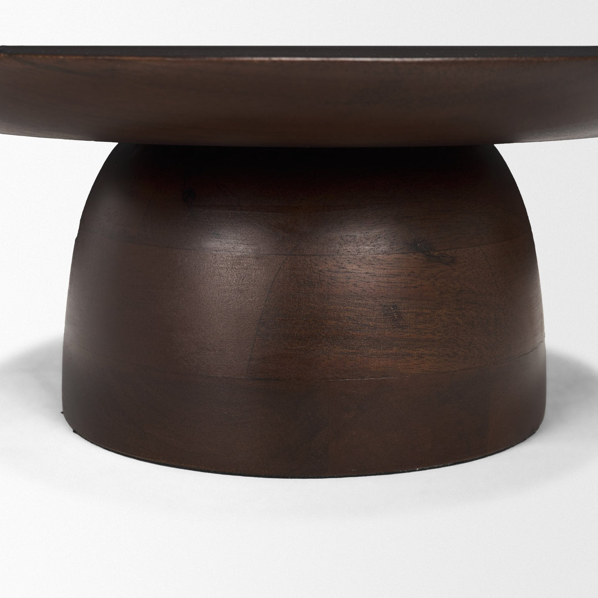 Sadira Small Mid-Dark Brown Solid Wood Round Riser by Mercana at Eve Furniture
