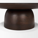 Sadira Small Mid-Dark Brown Solid Wood Round Riser by Mercana at Eve Furniture