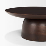 Sadira Small Mid-Dark Brown Solid Wood Round Riser by Mercana at Eve Furniture