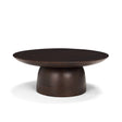 Sadira Small Mid-Dark Brown Solid Wood Round Riser by Mercana at Eve Furniture