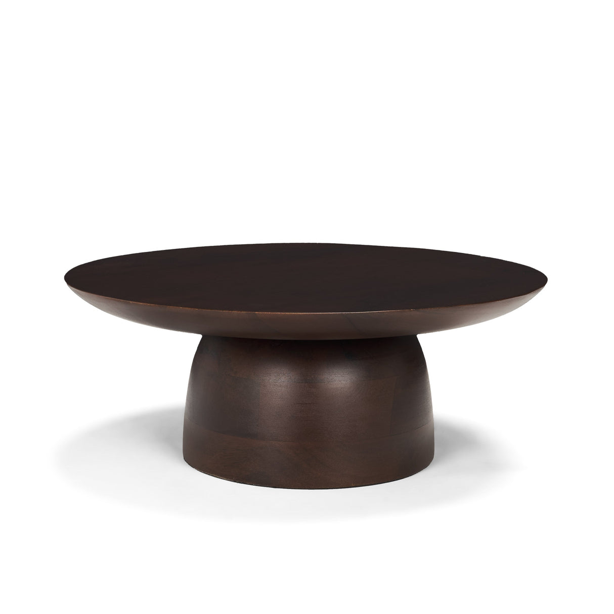 Sadira Small Mid-Dark Brown Solid Wood Round Riser by Mercana at Eve Furniture