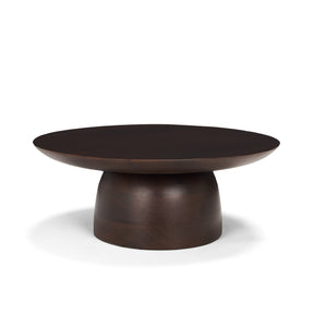 Sadira Small Mid-Dark Brown Solid Wood Round Riser by Mercana at Eve Furniture