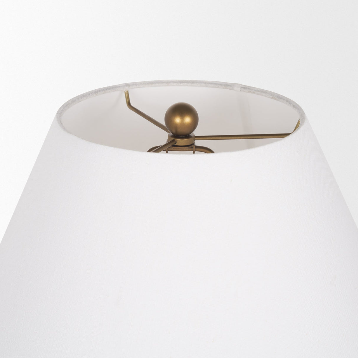 Sadiyah Antiqued Gold Brushed Metal w/ Cream Shade Table Lamp by Mercana at Eve Furniture
