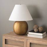 Sadiyah Antiqued Gold Brushed Metal w/ Cream Shade Table Lamp by Mercana at Eve Furniture
