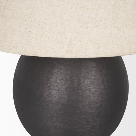 Sadiyah Black Brushed Metal w/ Beige Shade Table Lamp by Mercana at Eve Furniture