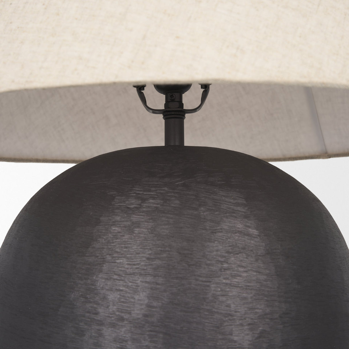 Sadiyah Black Brushed Metal w/ Beige Shade Table Lamp by Mercana at Eve Furniture