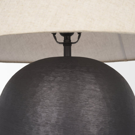 Sadiyah Black Brushed Metal w/ Beige Shade Table Lamp by Mercana at Eve Furniture