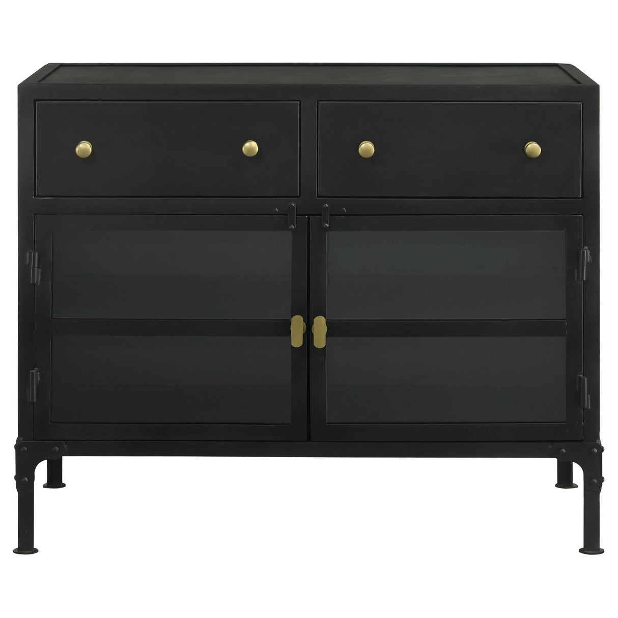 Sadler Black 2-Drawer Accent Cabinet with Glass Doors