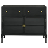 Sadler Black 2-Drawer Accent Cabinet with Glass Doors