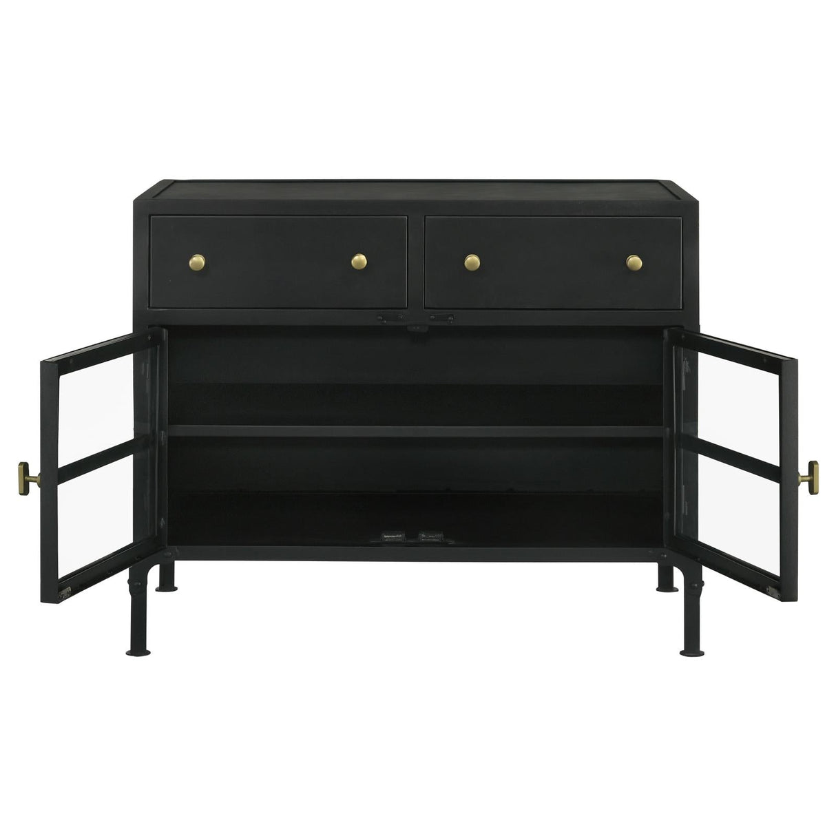 Sadler Black 2-Drawer Accent Cabinet with Glass Doors