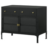 Sadler Black 2-Drawer Accent Cabinet with Glass Doors