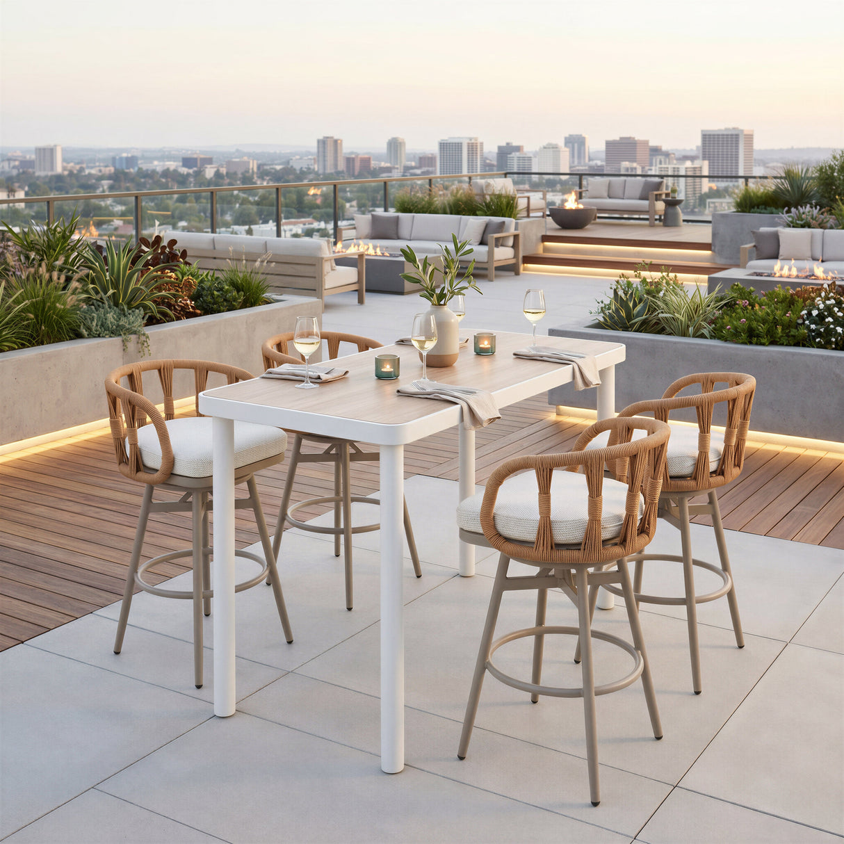 Safal Multicolor Outdoor Swivel Barstool by Zuomod at Eve Furniture