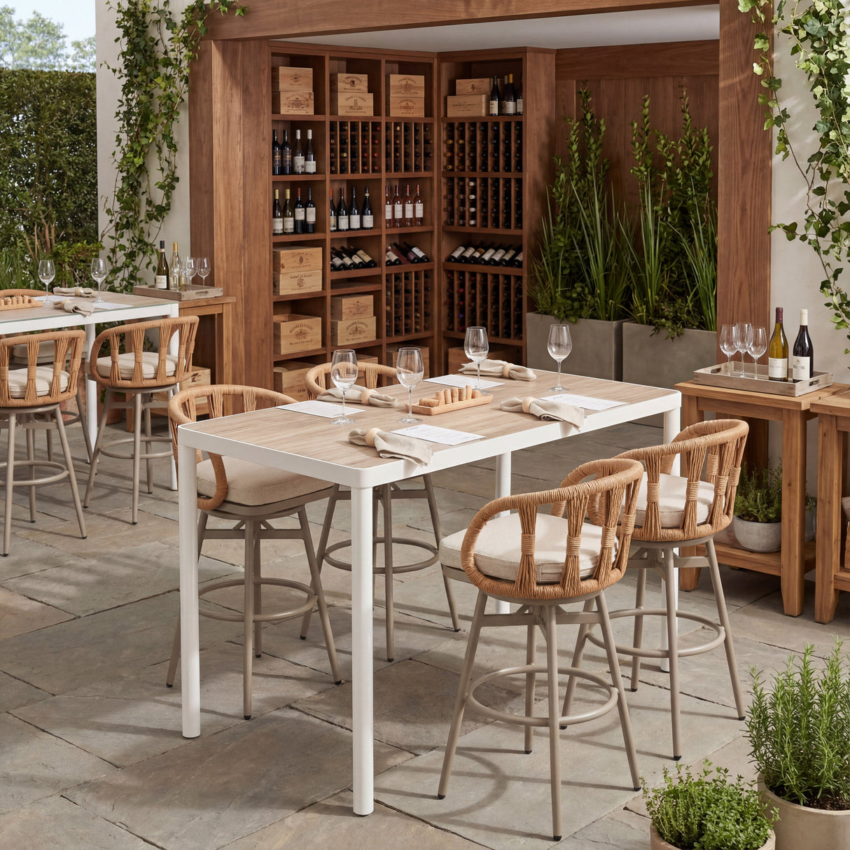 Safal Multicolor Outdoor Swivel Barstool by Zuomod at Eve Furniture