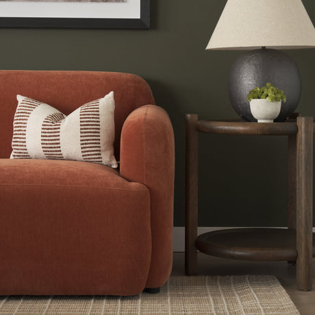 Saga Stonewashed Rust Chenille Fabric 3 Seater Sofa by Mercana at Eve Furniture