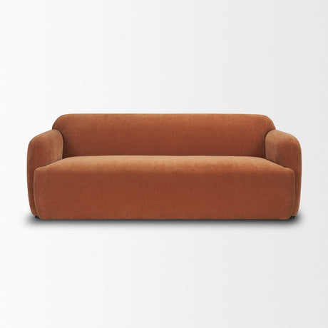 Saga Stonewashed Rust Chenille Fabric 3 Seater Sofa by Mercana at Eve Furniture
