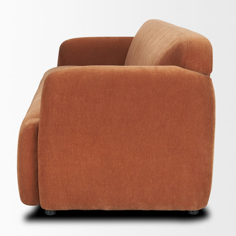 Saga Stonewashed Rust Chenille Fabric 3 Seater Sofa by Mercana at Eve Furniture