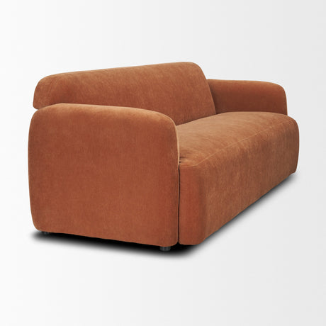 Saga Stonewashed Rust Chenille Fabric 3 Seater Sofa by Mercana at Eve Furniture