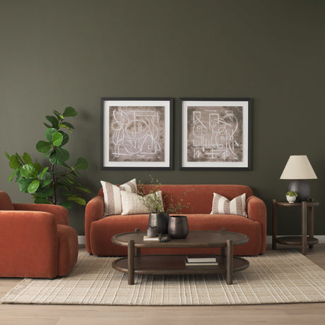 Saga Stonewashed Rust Chenille Fabric 3 Seater Sofa by Mercana at Eve Furniture