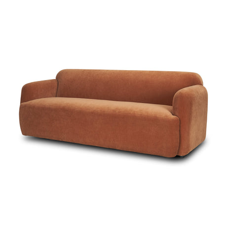 Saga Stonewashed Rust Chenille Fabric 3 Seater Sofa by Mercana at Eve Furniture