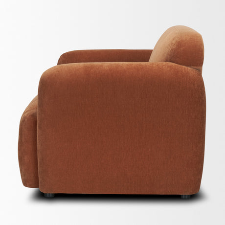 Saga Stonewashed Rust Chenille Fabric Upholstered Chair by Mercana at Eve Furniture