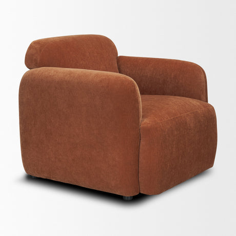 Saga Stonewashed Rust Chenille Fabric Upholstered Chair by Mercana at Eve Furniture