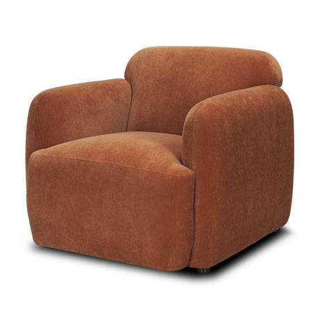 Saga Stonewashed Rust Chenille Fabric Upholstered Chair by Mercana at Eve Furniture
