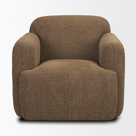Saga Textured Brown Plush Fabric Upholstered Chair by Mercana at Eve Furniture