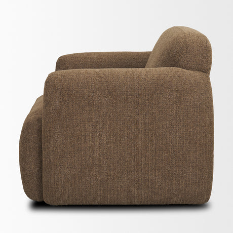 Saga Textured Brown Plush Fabric Upholstered Chair by Mercana at Eve Furniture