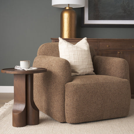 Saga Textured Brown Plush Fabric Upholstered Chair by Mercana at Eve Furniture