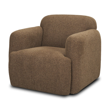 Saga Textured Brown Plush Fabric Upholstered Chair by Mercana at Eve Furniture