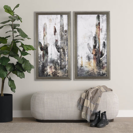 Saguaro Forest 32 by Scott Brems a Hand Embellished Textured Framed Art Print by Mercana at Eve Furniture